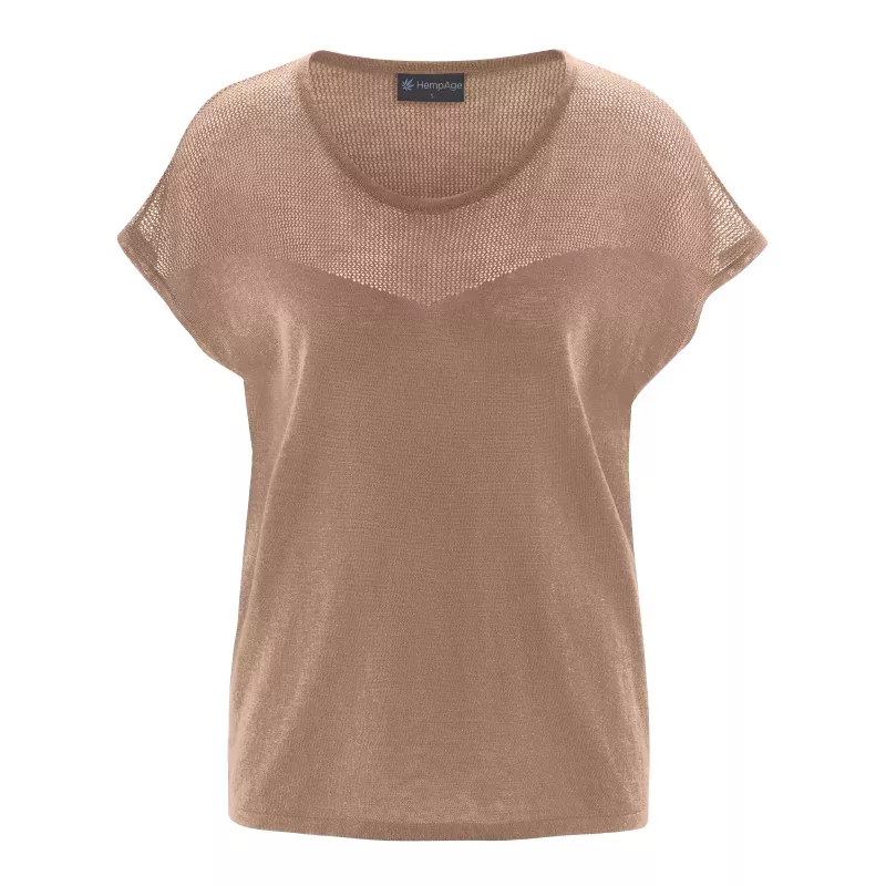 Blusa de punto con malla de contraste