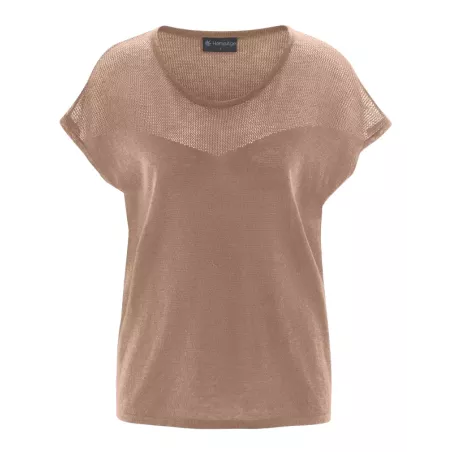 Gestrickte Bluse mit Kontrastgeflecht