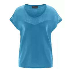 Blusa de punto con malla de contraste 2