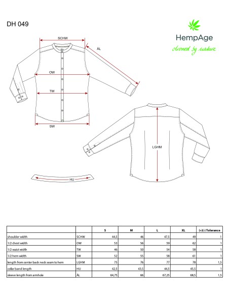 Hemd 100% Hanf Col "Mao" Mann