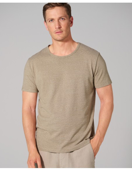 T-shirt a righe a strisce di canapa e cotone Bio a righe - Coppa normale