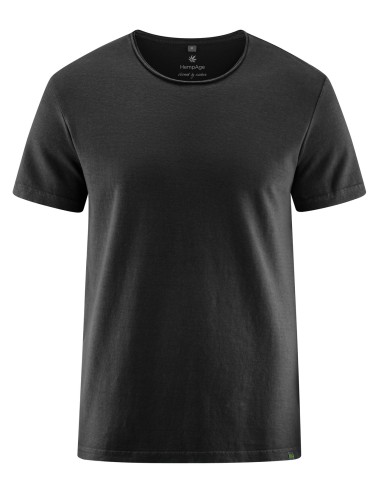 Camiseta para hombre de cáñamo y algodón para hombres - bordes laminados