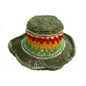Chapeau crochet chanvre et coton - Vert/marron -