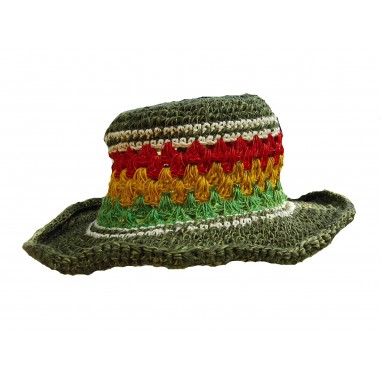 Hat hook hemp and cotton - green-.