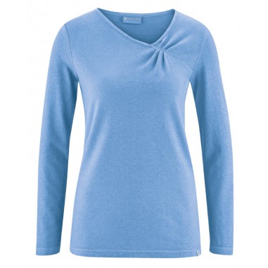 Long-sleeved t-shirt with asymmetrical collar 