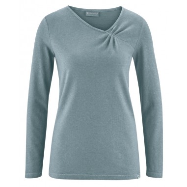 Long-sleeved t-shirt with asymmetrical collar 